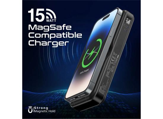 Promate PowerPack-Fold - 5-in-1 Foldable MagSafe Compatible Wireless Charging Power Bank
