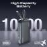 Promate PowerPack-10C Ultra-compact-Fast Charging Power Bank with AC Charger & Built-In USB-C Cable