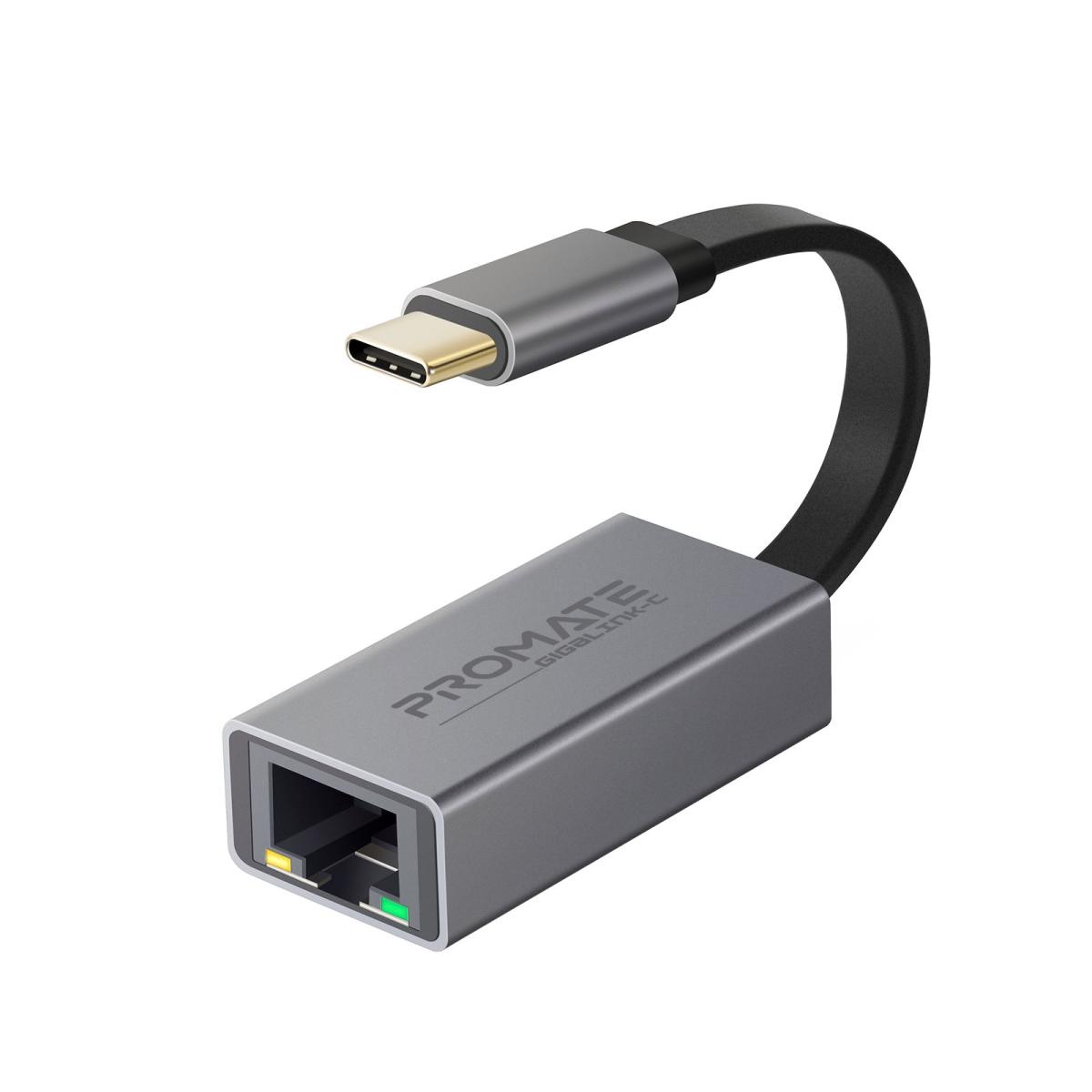 Promate GigaLink-C Ultra-Fast USB-C to Gigabit Ethernet Network Adapter.