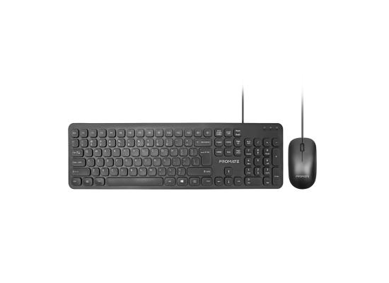 Promate Combo-KM2 Wired Keyboard and Mouse Combo,  Ultra-Slim, with Arabic characters