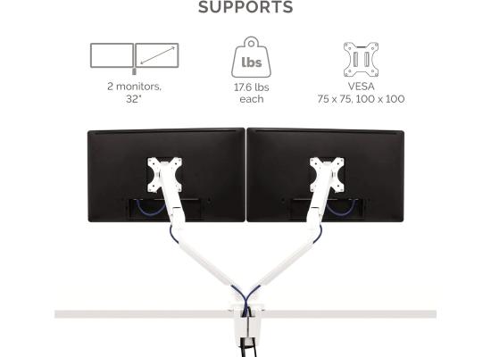 Fellowes Platinum Series Adjustable Dual Monitor Arm - White