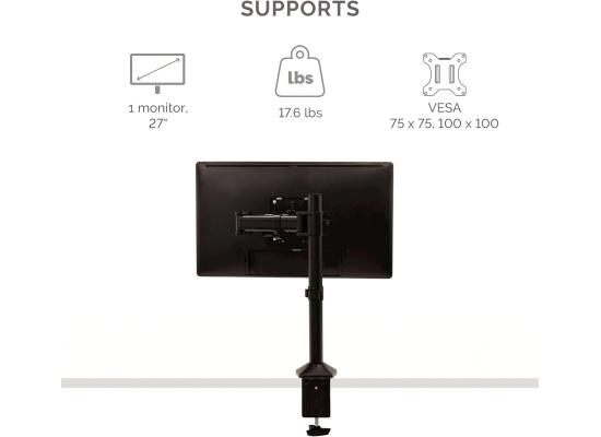 Fellowes Reflex Series Adjustable Computer Monitor Stand for Desk w/ Single Monitor Arm up to 32" Monitor Capacity