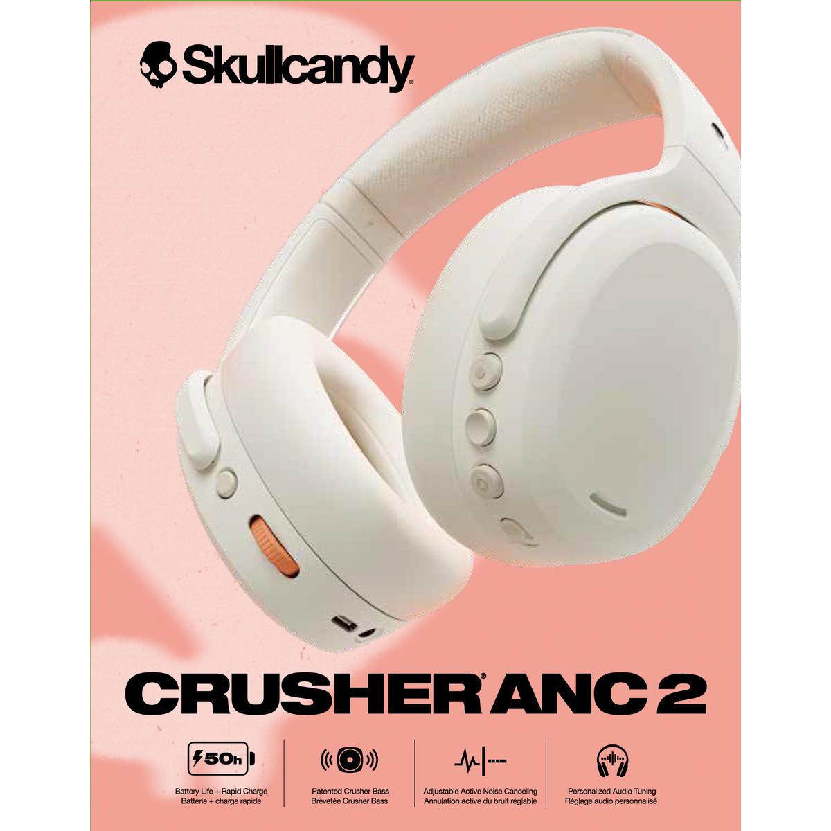 Skullcandy Crusher ANC 2 True Wireless Over Ear - Headphone / Bone - Orange Glow