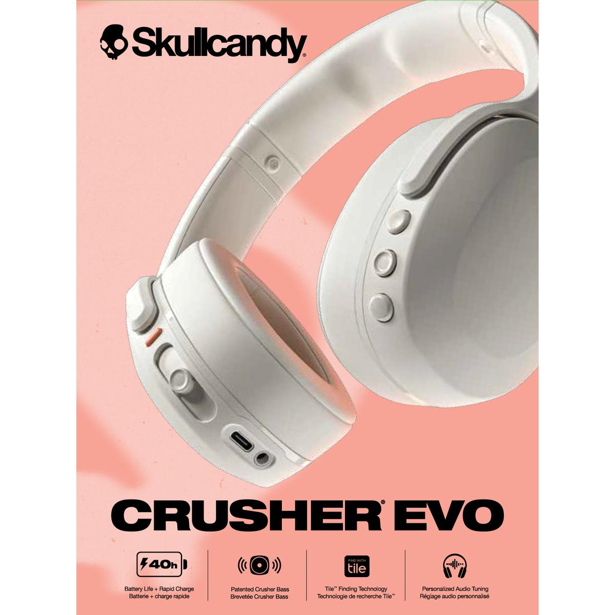 Skullcandy Crusher Evo Wireless Headphone - Bone / Orange Glow