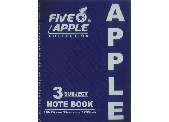 Five Apple Note Book A4 3 Subject