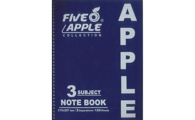 Five Apple Note Book A4 3 Subject