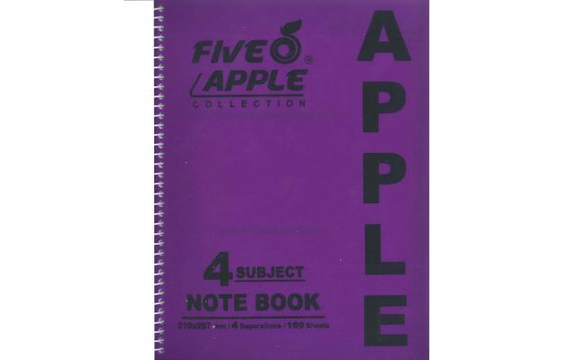 Five Apple Note Book A4 4 Subjects