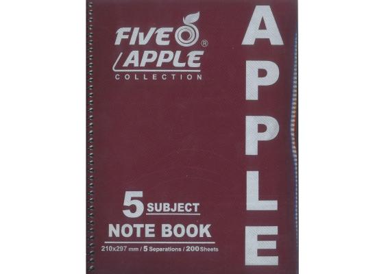 Five Apple Note Book A4 5 Subject