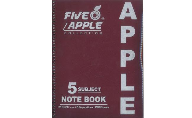 Five Apple Note Book A4 5 Subject