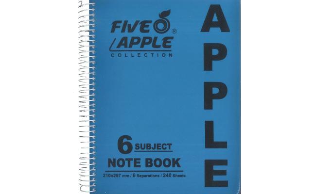 Five Apple Note Book A4 6 Subjects