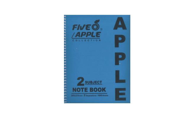 Five Apple Note Book A5 2 Subject