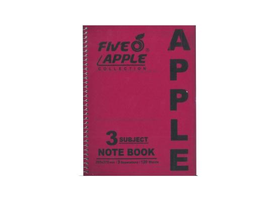 Five Apple Note Book A5 3 Subject