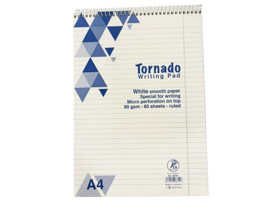 Tornado Writing Pad A4 White Smooth Paper 80 Sheets