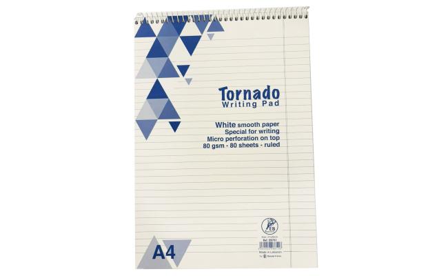 Tornado Writing Pad A4 White Smooth Paper 80 Sheets