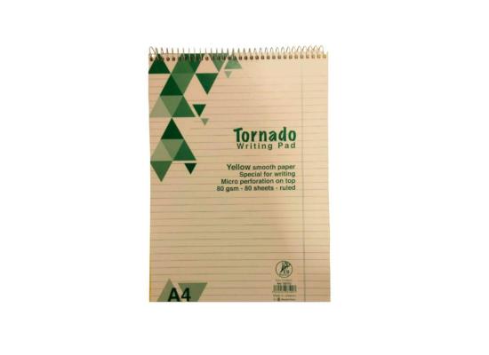 Tornado Writing Pad A4 Yellow Smooth Paper 80Sheets