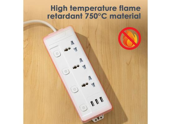 Deli ET410 Power Strip - 3 inputs, 2M