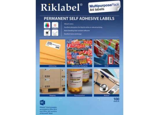 Riklabel Sticky Label A4, 14 Pieces