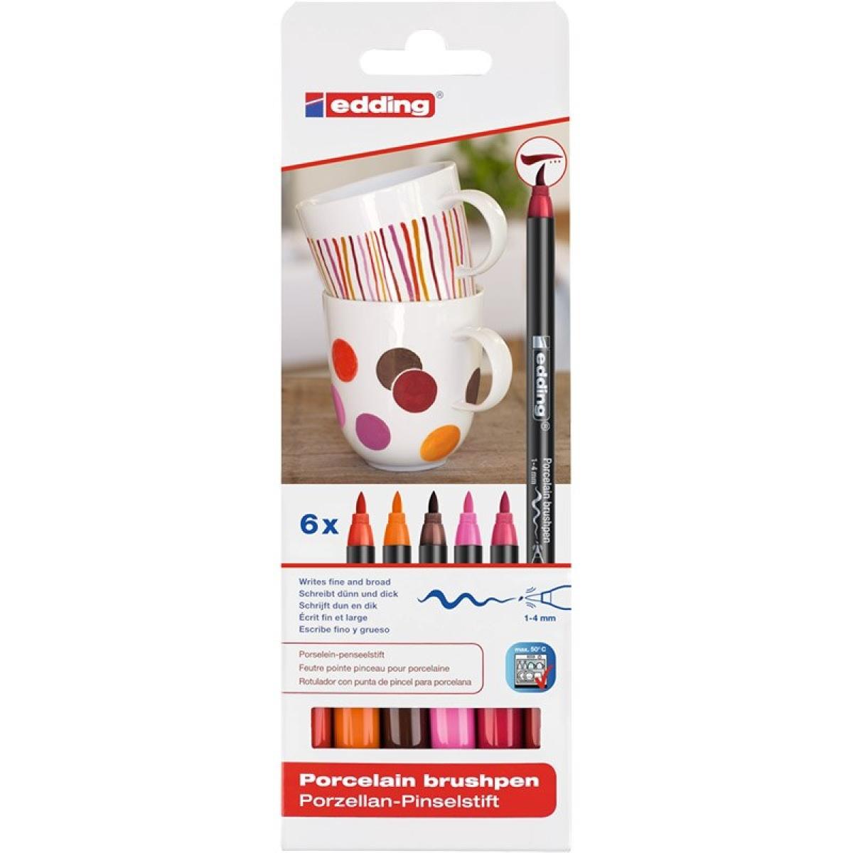 Edding 4200/6999 Porcelain Brush Pencil - Set Of 6 Colors  Combination 