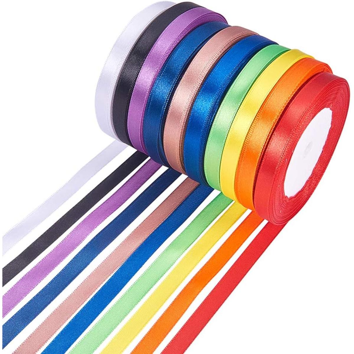 Satin Ribbon Multi Colors, 1cm 25Y for Crafts