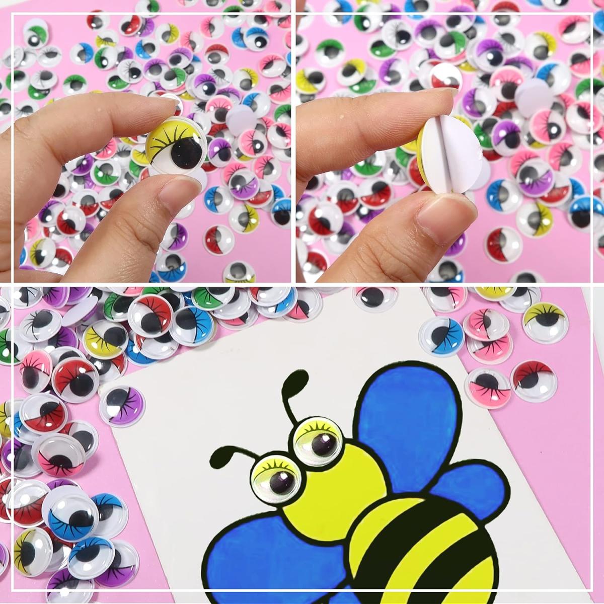 Wiggle Googly Eyes, Self Adhesive, Small Size 20 Pieces, Multi Colours