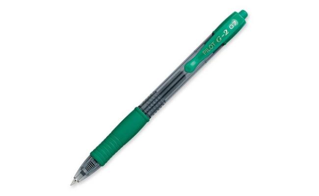 Pilot G-2 Gel Ink Rollerball pen 07 Tip, Green