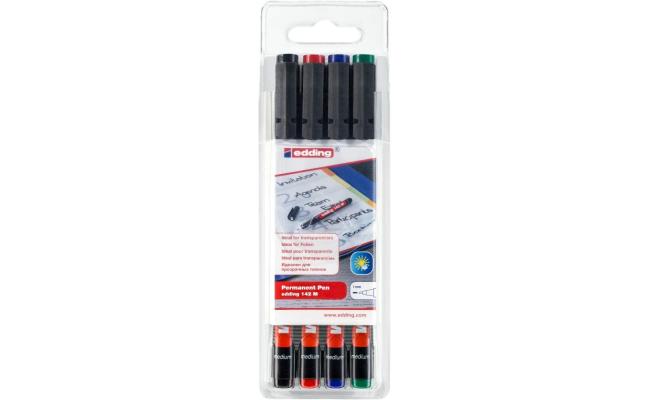 Edding 142 M/s4 Permanent Pen Set Of 4 Colors