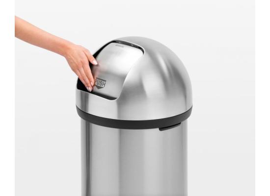 Stainless Steele Waste Bin Push Can 40L