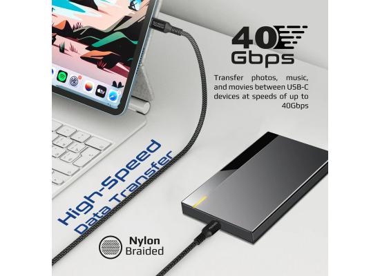 Promate PowerBolt240-1M USB-C Cable, Ultra-Fast Charging 240W Power Delivery Thunderbolt 3 Cable with 8K Display Support, 1M