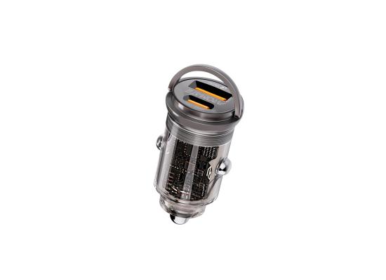 Promate TransDrive-65W - RapidCharge™ Transparent Mini Car Charger with Power Delivery & QC 3.0