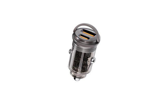 Promate TransDrive-65W - RapidCharge™ Transparent Mini Car Charger with Power Delivery & QC 3.0