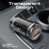 Promate TransDrive-65W - RapidCharge™ Transparent Mini Car Charger with Power Delivery & QC 3.0