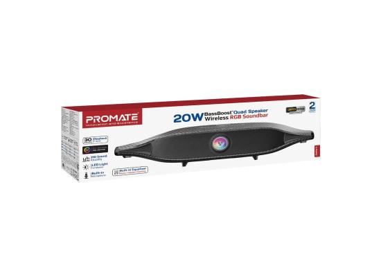 Promate Delta-X 20W BassBoost™ Quad Speaker Wireless RGB Soundbar