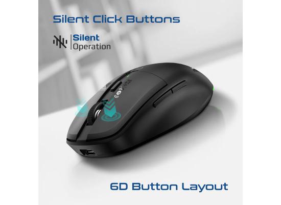 Promate Flixi Dual Mode Wireless Mouse with Rechargeable Battery BT & 2.4GHz Connectivity