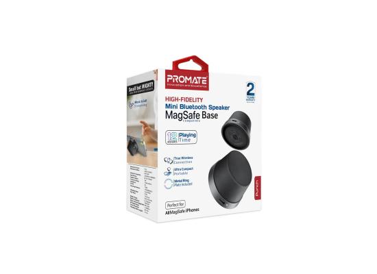 Promate Punch High-Fidelity Mini Bluetooth Speaker with MagSafe Compatible Base - Black