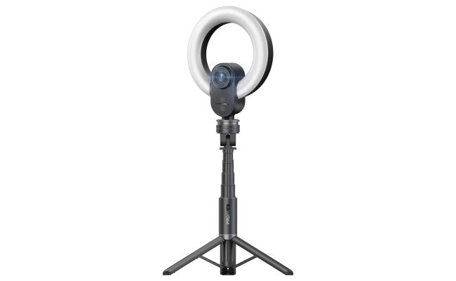 Promate VistaCam 2K Ultra-HD Webcam with Built-in Mic & Ring Light and detachable Tripod