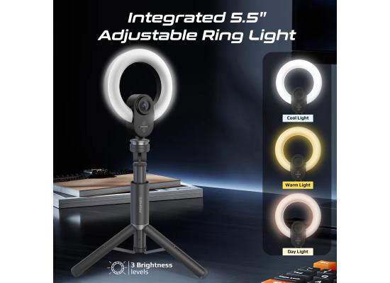 Promate VistaCam 2K Ultra-HD Webcam with Built-in Mic & Ring Light and detachable Tripod