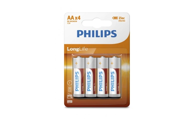 Philips LongLife Zinc Batteries AA - Pack of 4