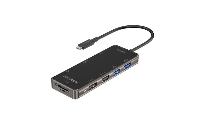 Promate PrimeHub-Go 9 In 1 Type-C Adapter 100W Power Delivery