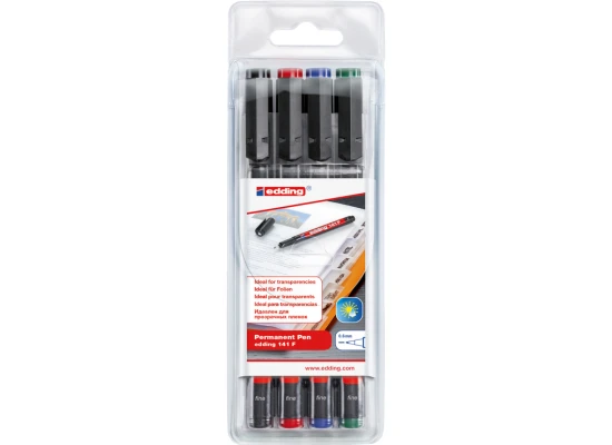 Edding 141 F/4s Permanent Pen Set Of 4 Colors,  0.6 mm